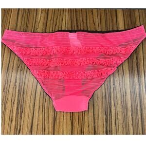Claudette Sophia Ruffled Back Bikini Panties Hot Coral Size M